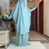 Etnische kleding moslim sets twee stukken gebed lange capuchon batwing mouwen losse maxi rokken jilbab hijab vrouwen abaya