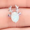 Pendant Necklaces CiNily Created Blue & White Fire Opal Zircon Silver Plated Wholesalel Sell Fashion For Women Jewelry Gift OD7038-39