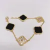 Bijoux Femme Bracelets 4four Leaf Van Clover Bracelet Onyx Bracelet Plaqué Or Blanc 18 carats Colliers Chaîne Bijoux Élégants Cadeau SIR3