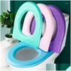 Cubiertas de asiento de inodoro Ers Etiqueta engomada lavable Espuma Er Impermeable Sile Four Seasons Baño suave Closestool Mat Pad Cojín O-Forma Drop del Dhkwa