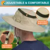 Erkekler için geniş ağzına kadar güneş şapkası kadın açık güneş koruma Boonie şapka ayarlanabilir uyum, safari yürüyüş balıkçılığı için nefes alabilen yaz şapkası - bronzluk
