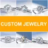 Engajamento fino de casamento 10K 14K Gold HPHT CVD Diamond Jewelry Lab Cultivado Diamond Ring