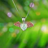 Pendant Necklaces Boho Female Small Angel Heart Pendants Rose Gold Color Wedding For Women Vintage Blue White Opal Necklace