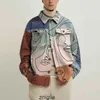 Hylsa Mens Abstract Long Jacket Lapel Cardigan Coat med olika tryckmönster Fashionabla Str uqu7