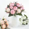 装飾的な花人工花の装飾シルクローズペーニー5ビッグヘッド2小さな芽結婚ブーケ高品質の偽のクリスム