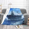 Filtar Enterprise under slaget vid Midway Trend Style Funny Fashion Soft Throw Filt Navy Ship Army Sea Guns