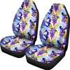 Housses de siège de voiture bleu violet feuilles fleurs florales paire 2 accessoires de protection avant