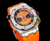 JJF 2670 A3124 Montre Homme Chronographe Automatique 42mm Noir Intérieur Orange Cadran Texturé Bracelet Caoutchouc Super Edition Reloj Hombre Montre Homme Puretime A1