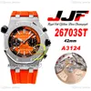 JJF 2670 A3124 Montre Homme Chronographe Automatique 42mm Noir Intérieur Orange Cadran Texturé Bracelet Caoutchouc Super Edition Reloj Hombre Montre Homme Puretime A1