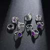 Ringos de cluster Tocona 9pcsssets roxo vintage Silver Color Rings For Women Flowers Geometry Bohemian Jewelry Wedding 8261 230424