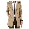 Trench de trincheira masculino de malha de altura mid-comprimento da primavera e outono coreano Hipster Slimtditing Inglaterra sobretudo casaco