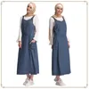 Ethnic Clothing Fashion Dubai Muslim Dress Womens Jeans Overalls Denims Ladies Islamic Suspender Skirt Plus Size S-XXL