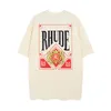 新しいRhude Mens and Women TシャツレタープリントグラフィックティーカジュアルコットンTシャツデザイナートップ半袖ヒップホップストリートウェアS-XL