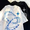 メンズTシャツファッションアメリカンレター印刷ストリートカジュアルユニセックスサマーTシャツY2Kヒップホップカジュアルルーズアンドレイジーデザイン半袖230425