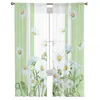 Curtain Flower Daisy Spring Summer Simple TextureTulle Curtains Decoration Modern Chiffon Sheer Voile Kitchen Bedroom Window