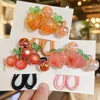 Hårtillbehör 2st Set Cartoon Plastic Sparkling Strawberry Cherry Grape Long Elastic Band Girl Sweet Kawaii Fairy Ponytail Rubber Ties