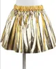 Metallisk kjolballettdans 3 lager tutu disco mini skater kjolar holografiska dräktdräkt för kvinnor och flickor regnbågen Silverguldrosa