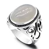 Cluster Rings Bague Homme Argent Massif 925 Pierre Agate Blanche Punk Haute Joaillerie