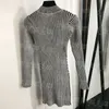 手紙の女性編みドレス高級デザイナースリムドレスチェストセクシーなホロウアウトカットオフデザインドレス