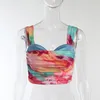 Serbatoi da donna 2023 Summer Women Camis Tank Tube Magliette Primavera Sexy senza maniche Tie Dye Stampato Bandage Strap Crop Tops Tees Bodycon Female