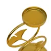 Ljushållare Heminredning Kreativ vintage Guldljusstakdekorationer Ginkgo Blad Runda ringhållarutdrag Romantiska bröllopsrekvisita