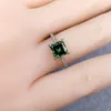 Cluster Rings Silver 925 Original Brilliant Cut 1 Diamond Test Past D Color Green Square Moissanite Ring Gift Princess Emerald Jewelry