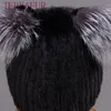 Chapéus Chapéus JERYAFUR Inverno Mulheres Mink Chapéu Vertical Tecelagem Genuína Natural Fur Cap Linda Orelhas de Gato Estilo 231124