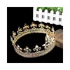 Full circle gold prom accessories king mens crown prom gold rhinestone headwear J0113