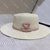 Trendy Flat Top Hats Triangle Icon Designer Chapeau de paille Femmes Holiday Beach Sun Hat Caps