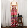 Повседневные платья мода EST Summer 2023 Дизайнерская взлетно -посадочная полоса Maxi платье женское ремешок великолепный цветочный печатный