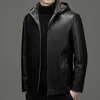 男性の毛皮の偽の男性本革ジャケット冬の濃厚なぬいぐるみオーバーコートハイエンドラムウール男性カジュアルコート231124