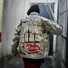 Men's Jackets Devil's hand-painted printed men's jeans denim jacket cartoon graffiti printed loose jacket retro hip-hop fashion jacket 230425