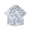 Camisas casuais masculinas Havaí impresso camisa estilo japonês retro solto estilo hong kong praia férias floral manga curta moda