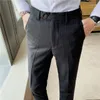 Calça masculina boutique grande tamanho masculino calças leves listras de negócios de moda estilo britânico confortável tendência de cavalheiro