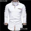 Camisas casuales para hombres Parklees para hombre 2022 Otoño Plaidwork Formal para hombres Slim Manga larga Botón blanco Camisa Vestido Oficina de negocios DHCP0