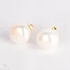 Stud 1214mm Mabe White Barokque Pearl 18K Gold Earrings Classic Ma Bei Personality Gorgeous Delicate 230425