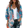 Maillots de bain pour femmes 2023 Cardigan d'été en mousseline de soie imprimé floral long kimono bikini cover-ups robe portefeuille vêtements de plage maillot de bain couvrir