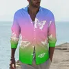 Camicie casual da uomo Camicia stampata Primavera Neon Viola e rosa Camicette di tendenza maschile Manica lunga Top estetico Taglie forti 4XL