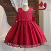 Mädchenkleider Prinzessin Party Kinderkleidung Geburtstag Hochzeit Elegantes formelles Kleid für rotes Weihnachtsjahr Kostüme Kleinkind Baby Mädchen 231124