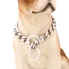 Dog Collars 15mm Chain Luxury Strong Metal Necklace Pet Training Stainless Steel Choke Collar Gold Cuban Link For Large Walking Ring