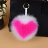 Keychains Luxury Fur Letter PomPom Heart Fluffy Keychain Keyring For Handbag Charm Handmade Porte Clef Gift Decoration