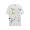 Camiseta de grife masculino homem casual feminino tees pintado à mão Splash graffiti letras soltas de manga curta