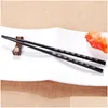 Chopsticks Glass Fiber Alloy Black Reusable Dishwasher Safe Sushi Fast Food Noodles Chop Sticks Chinese Cutlery Drop Delivery Home G Dhsxo