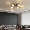 현대식 LED 펜던트 조명 거실 침실 램프 골드 프레임 샹들리에 알루미늄 드롭 컨칭 실내 고정 장치 가벼운 광택