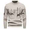 メンズセーター新しいスリムフィットファッションラウンドネックプルオーバークリスマス鹿プリントニット2x