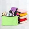 Storage Bags 7 Colors Blank Canvas Zipper Pencil Cases Pen Pouches Cotton Cosmetic Makeup Mobile Phone Clutch Bag Organizer Lx3311 D Dhouo