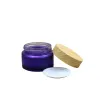 20G 30G 50G Bouteille rechargeable en verre violet clair Pots de crème pour les yeux vides Faux Bois Couvercle à vis en plastique Emballage cosmétique Containe magasin d'usine