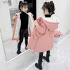 Down Coat 2023 New Girl clothes Winter Long coat Warm Plus Velvet Princess Cotton jacket Kid Outdoor Thick Parka Clothing Hooded OuterwearL231125