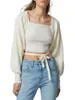 Women's Knits Women Knit Sweater Open Front Bolero Shrugs Casual Long Sleeve Crop Pullovers Y2k Solid Color Cardigan Fall Outerwear