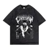 Men's T-Shirts Anime Chain Saw Men's T-shirt Wash Vintage Cotton T-shirt Power Short Sleeve T-shirt Pochita Denji T-shirt Y2k Printed T-shirt 230425